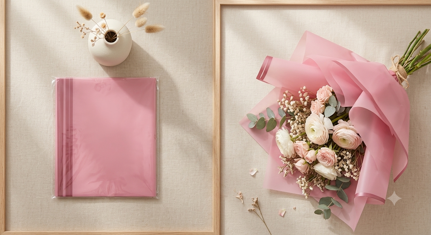Bouquet Wrapping Sheet - Light Pink Translucent Sheets - (20 sheets)