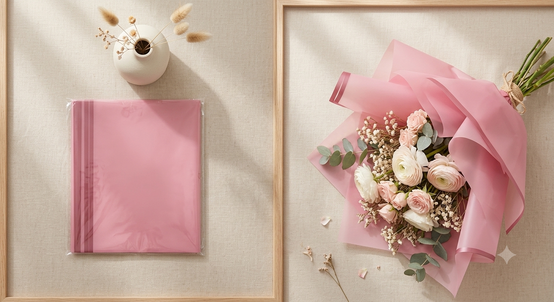 Bouquet Wrapping Sheet - Light Pink Translucent Sheets - (20 sheets)