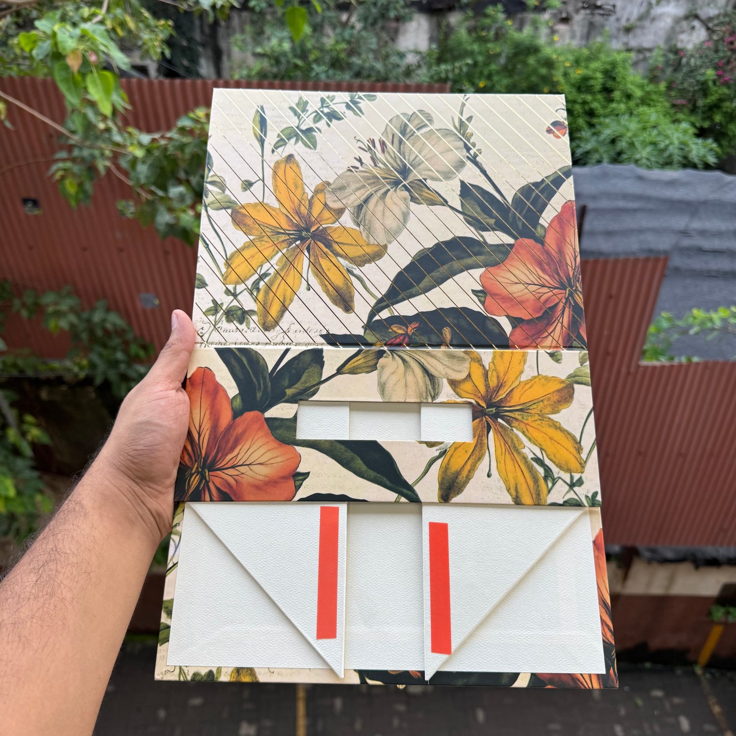 Premium Aesthetic Floral Print Collapsible Hamper Box with Gold Foiling Detailing