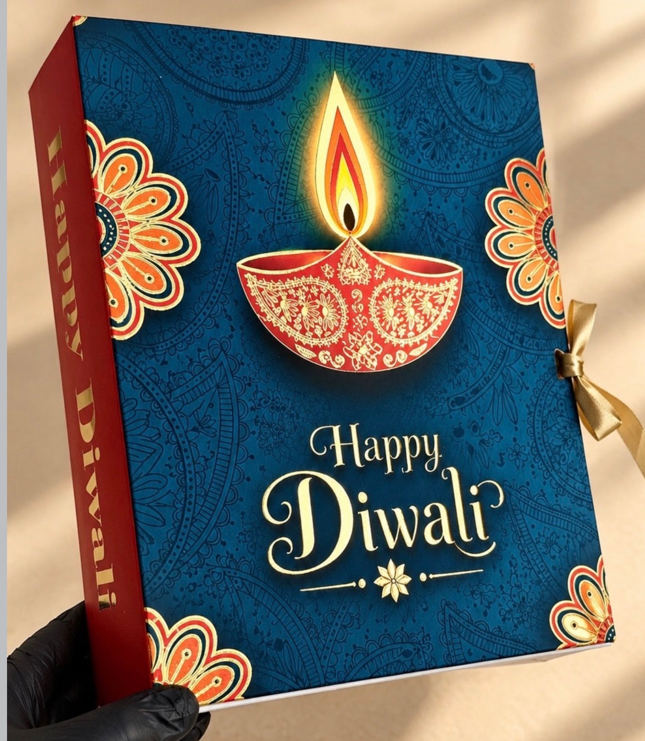Diwali Foiled Premium Hamper Box with Ribbon 10pc | #A