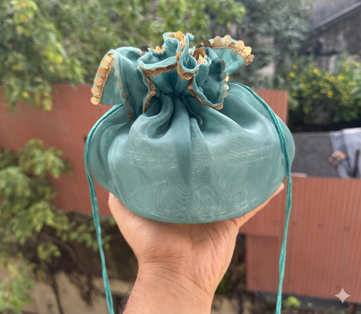 Organza Ribbon Potli (10pc) ~ Turquoise