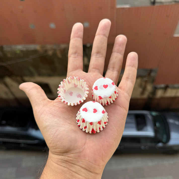 White Heart Cupcake Liner Mini (6cms)