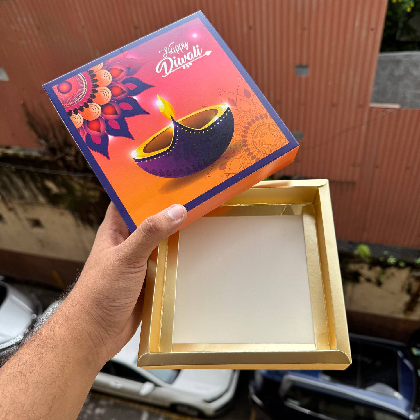 Diwali Slider Box - 9 Cavity - For Chocolates / Candles / Truffles / Brownies / Mithai’s & More (10pc)