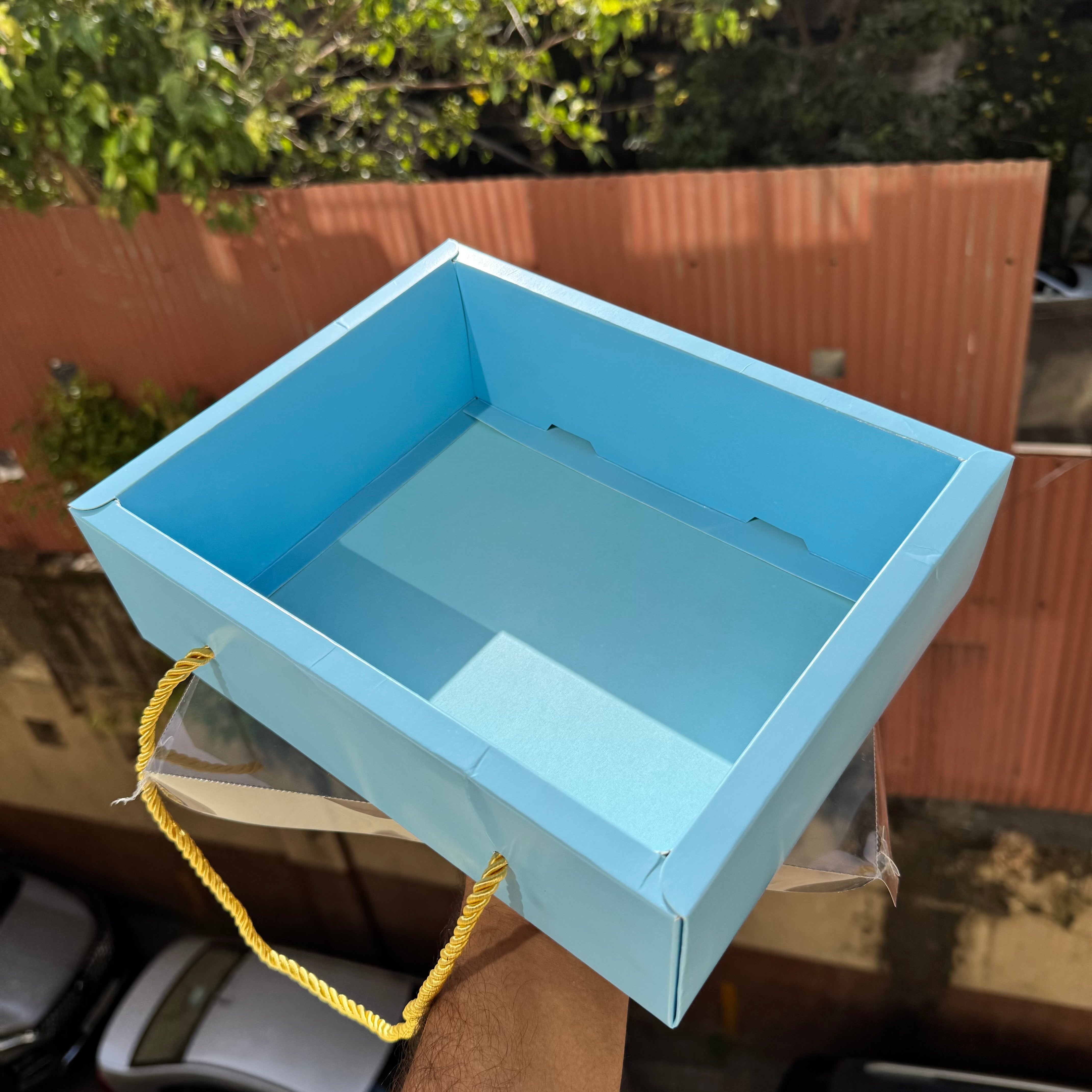Baby Blue Hamper Box With Transparent Lid And Handle (10pc)