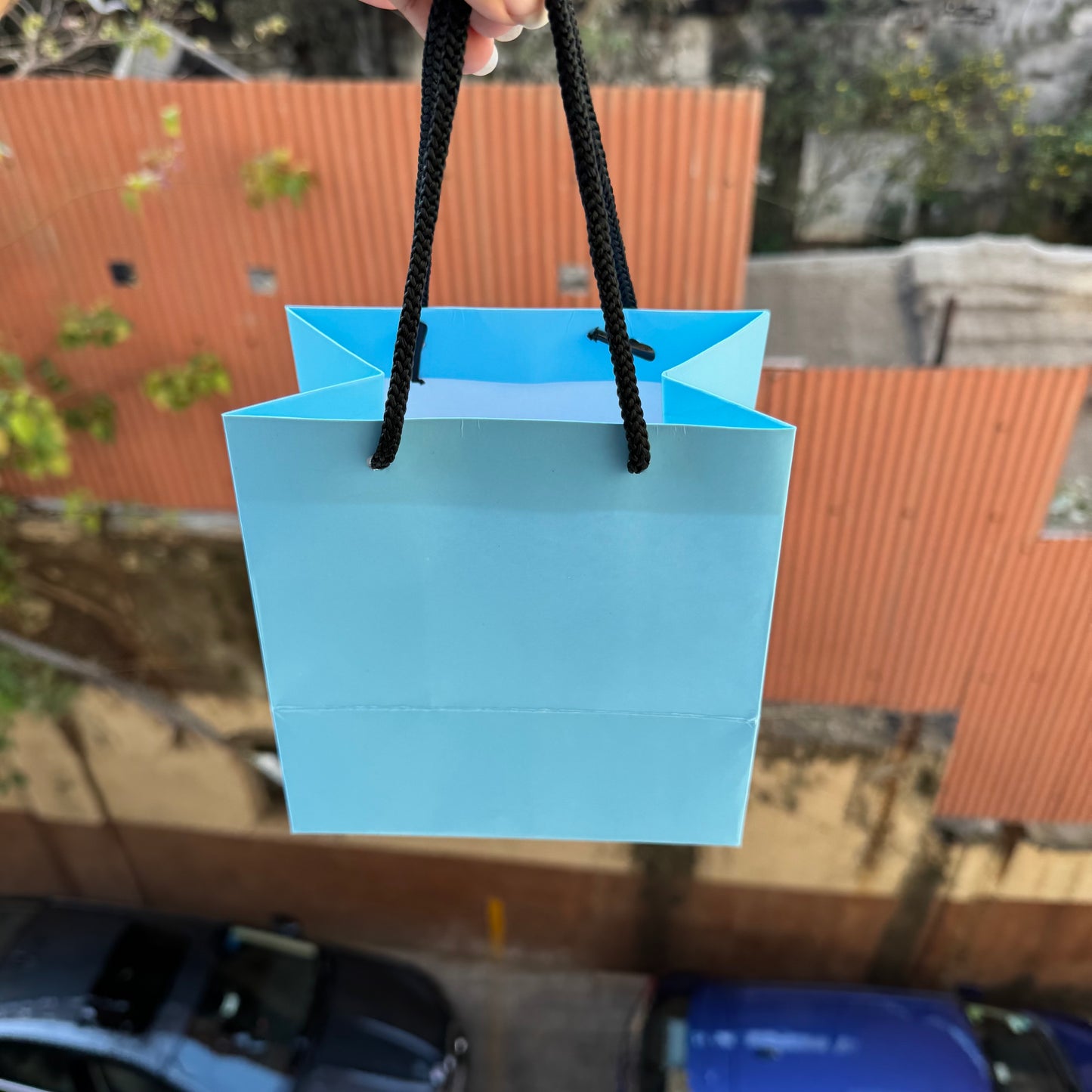 Fancy Gift Bag Blue (10pc) 6x4x6inch