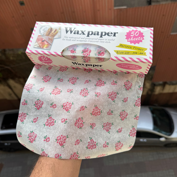 Printed Greaseproof Wax Paper Floral (50 sheets)
