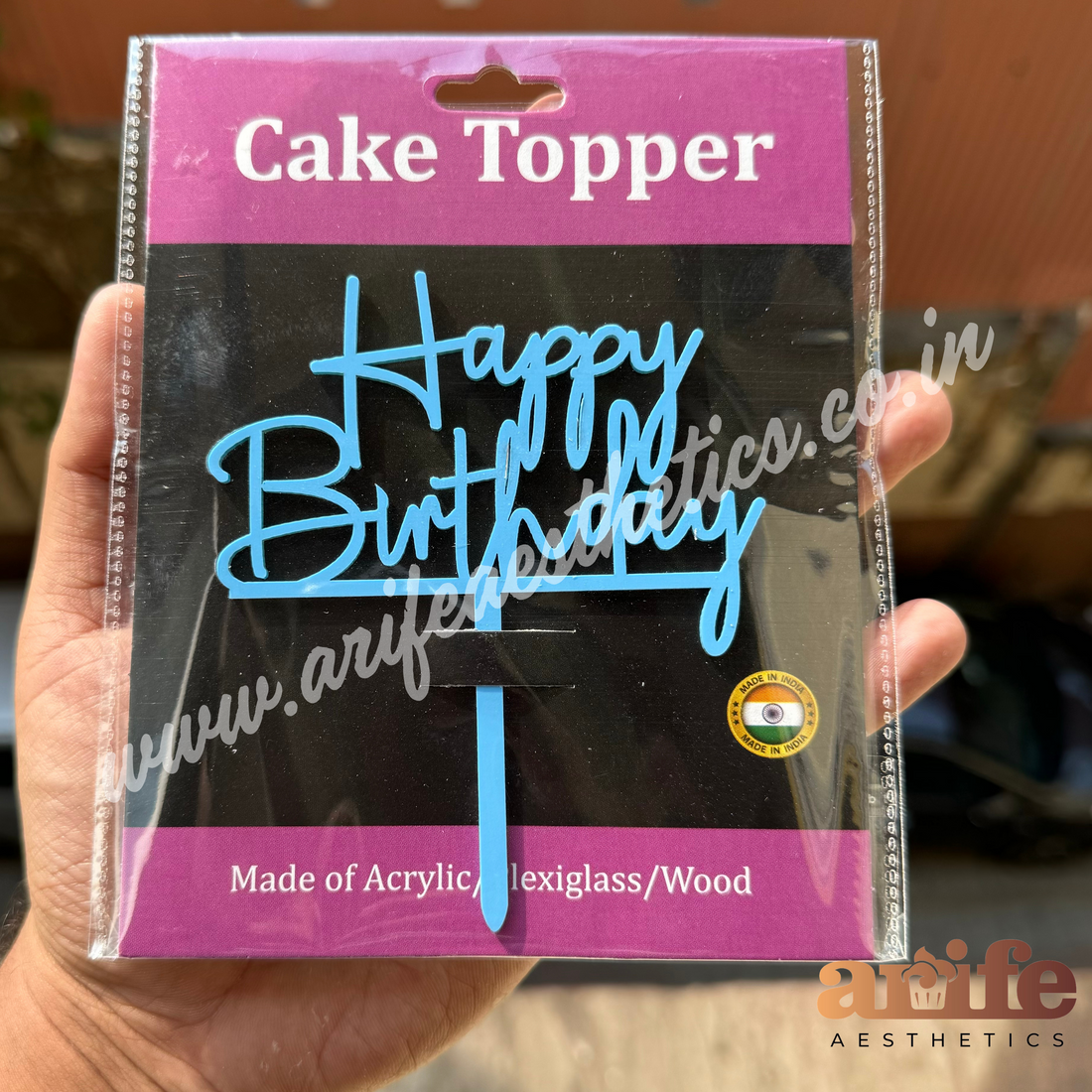 Happy Birthday 4” Topper Colourful - Blue