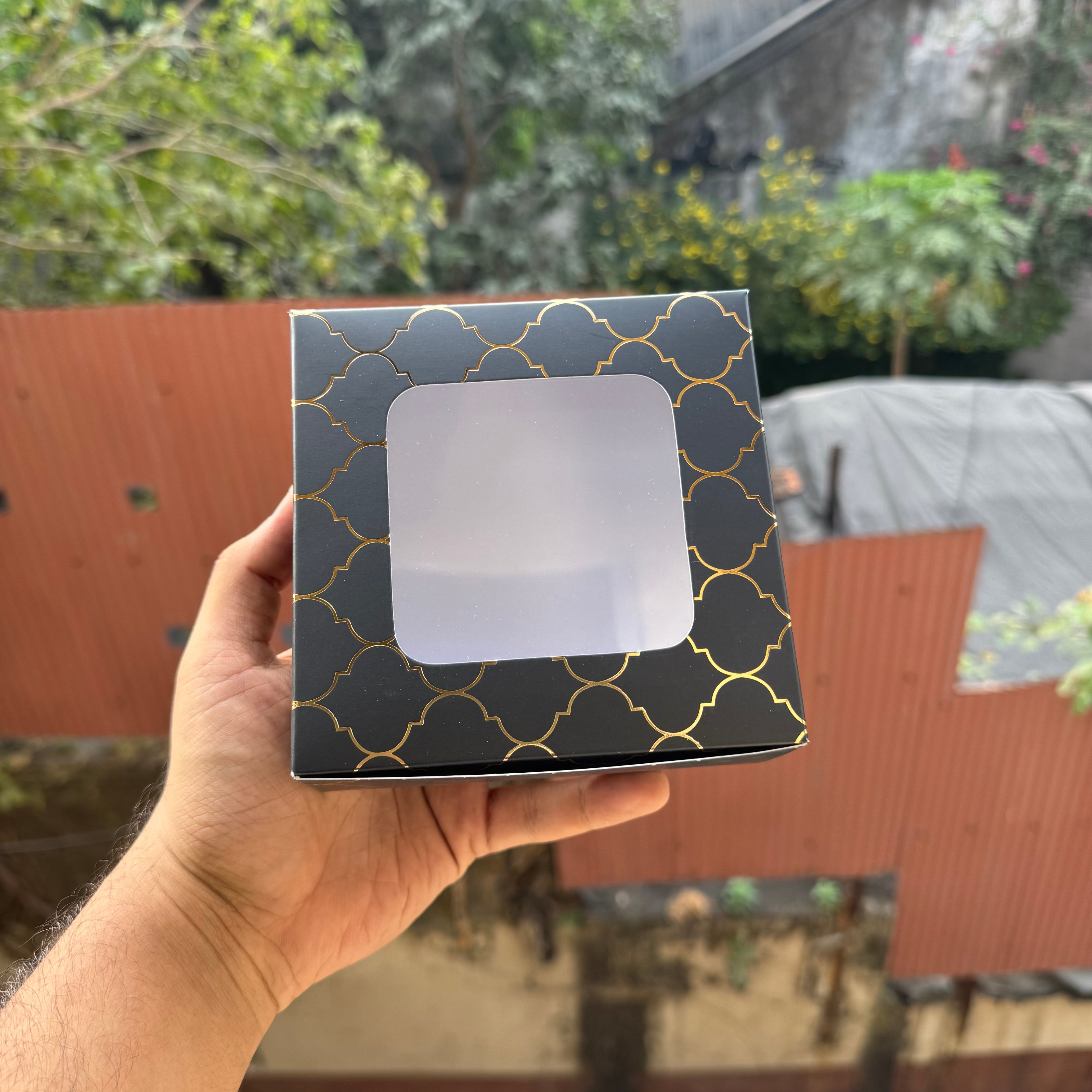 Moroccan Foil Box | 5x5x2inch | Black & Gold (10pcs)