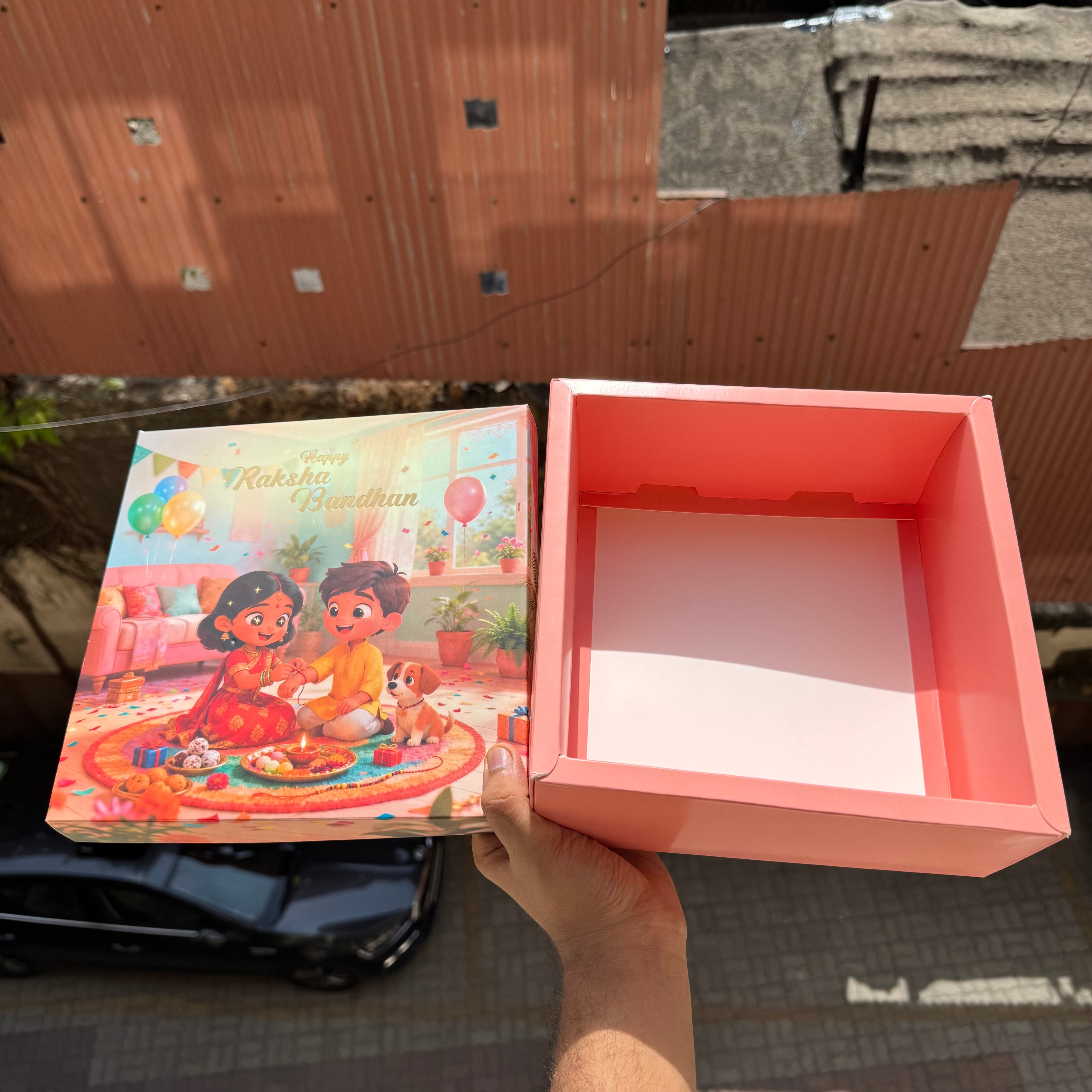 Rakhi Top Bottom Hamper Box • BK-91 Peach