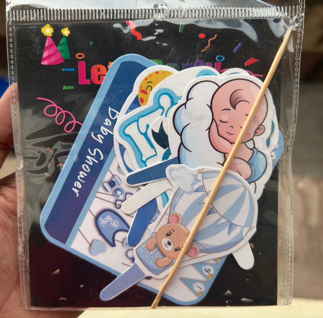 Baby Boy Paper Theme Cake Topper