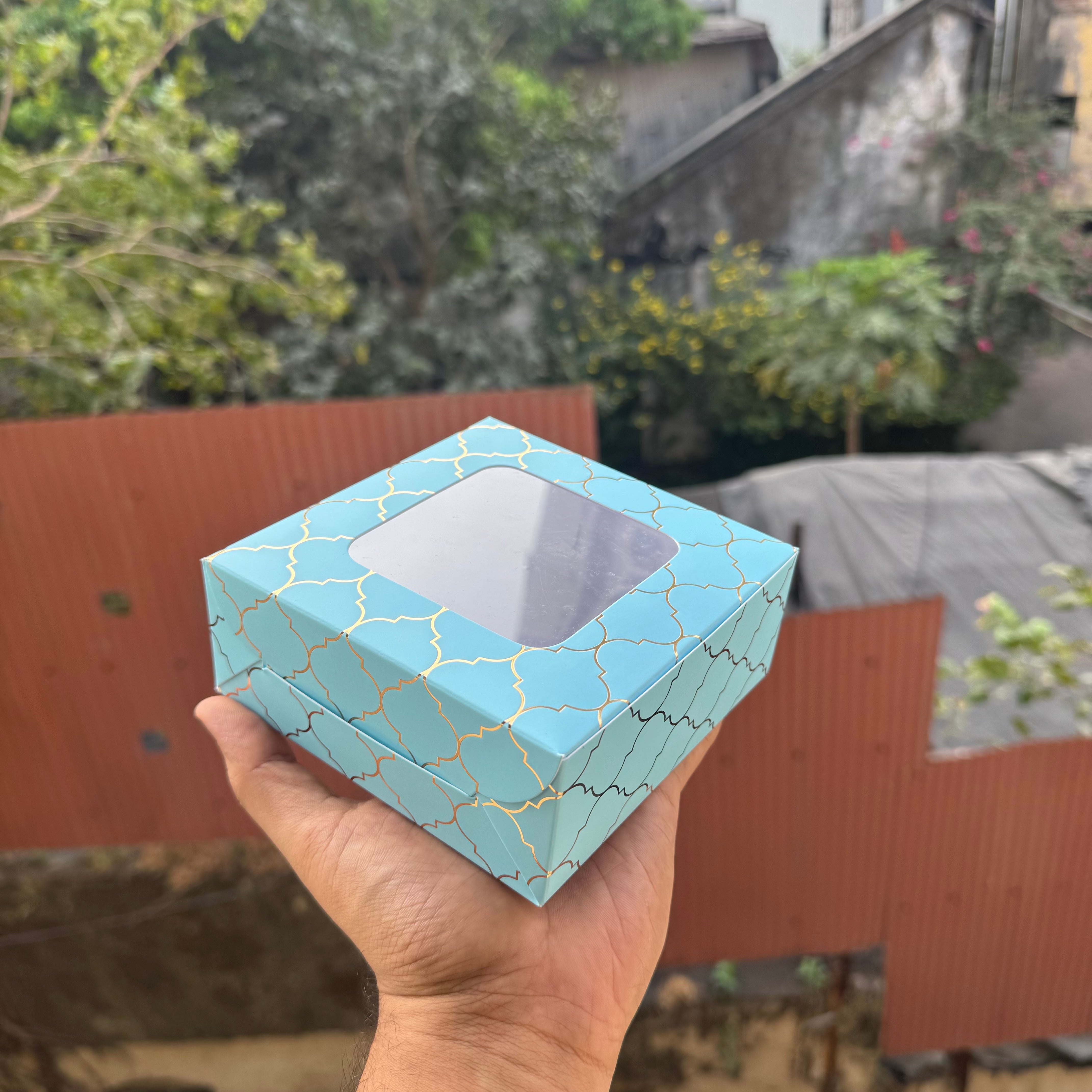 Moroccan Foil Box | 5x5x2inch | Blue & Gold (10pcs)