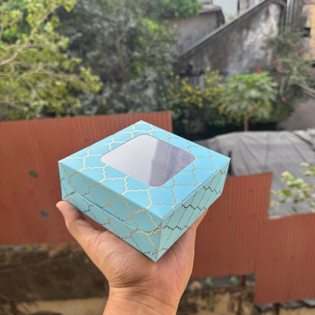 Moroccan Foil Box | 5x5x2inch | Blue & Gold (10pcs)
