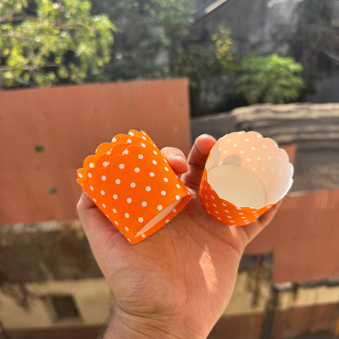 Orange Polka Muffin & Cupcake Baking Liners (50pcs)