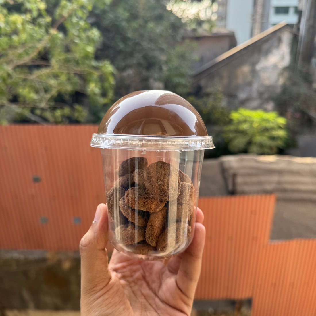 Clear Cookie Dip Cup with Dome Lid (350ml) – Dessert Cup for Brownies & Cookies (10 pcs)