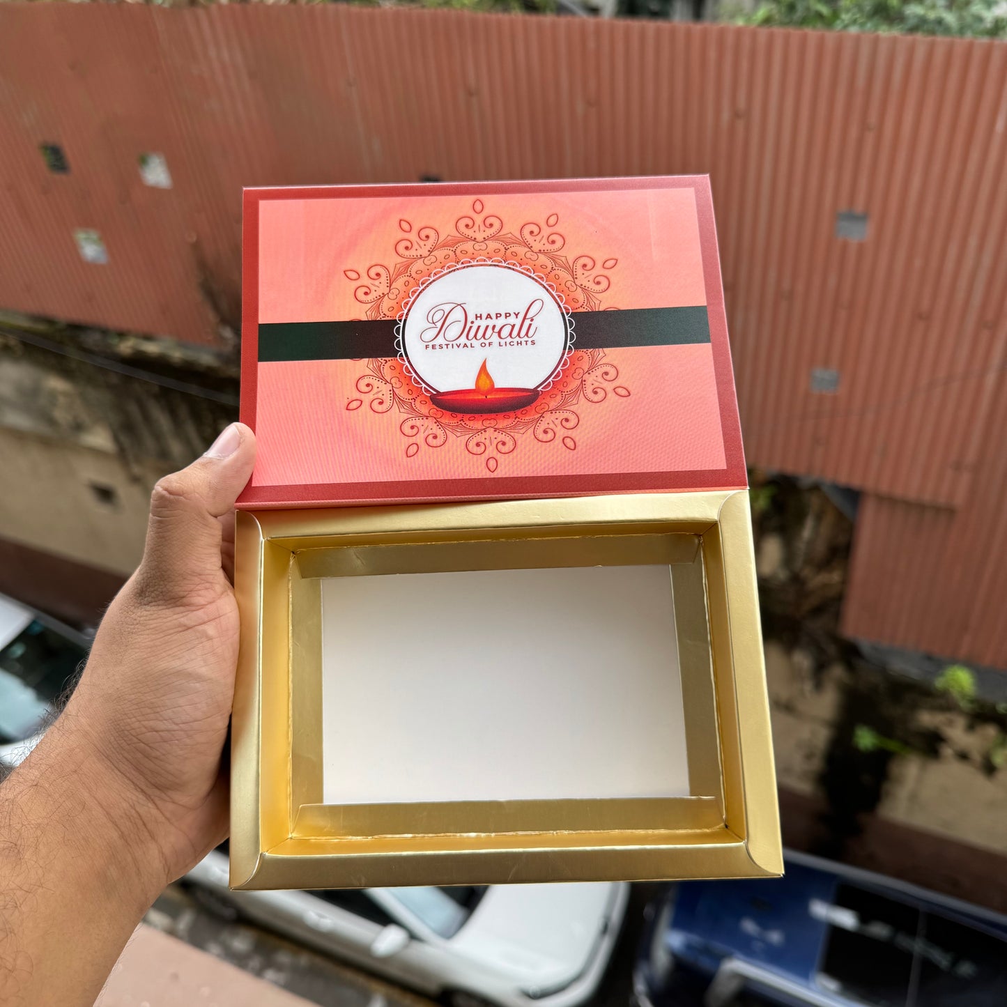 Diwali Slider Box - 6Cavity Size - Use For Brownie / Chocolate / Candle & More (10pc)