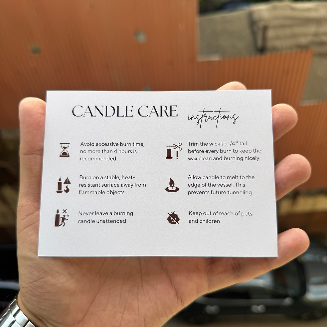 Candle Care & Thank You Card - Dual Side Print (10pc)