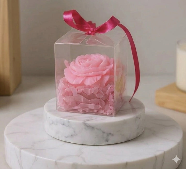 Small Peony Candle Pvc Box with Ribbon (10pc) code • PVC-100