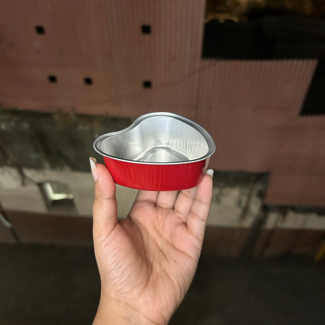 Heart Foil Container With Lid Red (10pc)