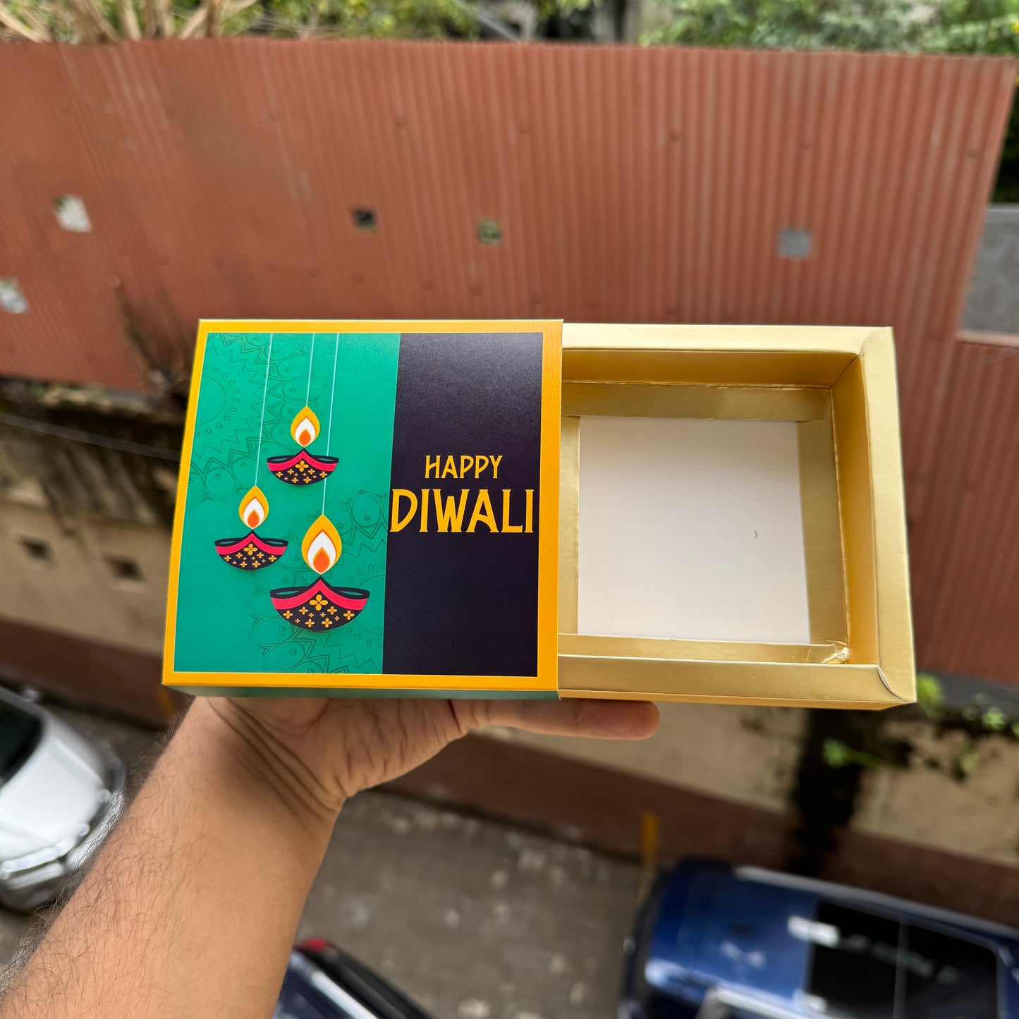 Diwali Slider Box - 4Cavity Size - Use For Brownie / Chocolate / Candle & More (10pc)