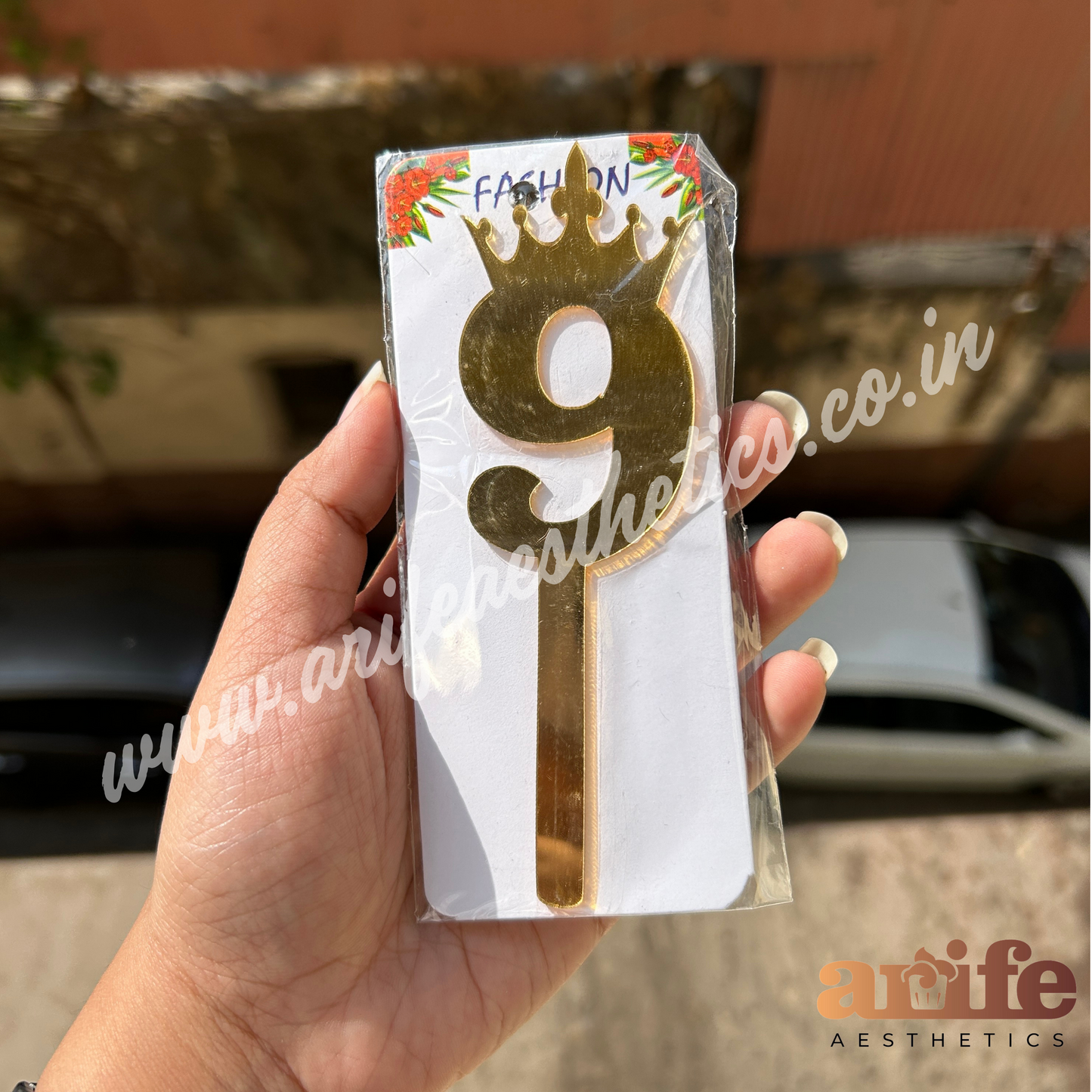 Acrylic Gold Number Topper No. 9