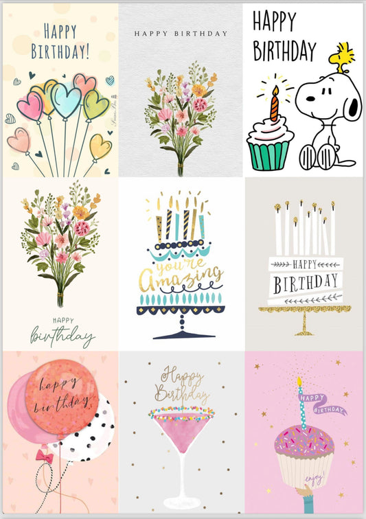 Happy Birthday Cards 9pcs