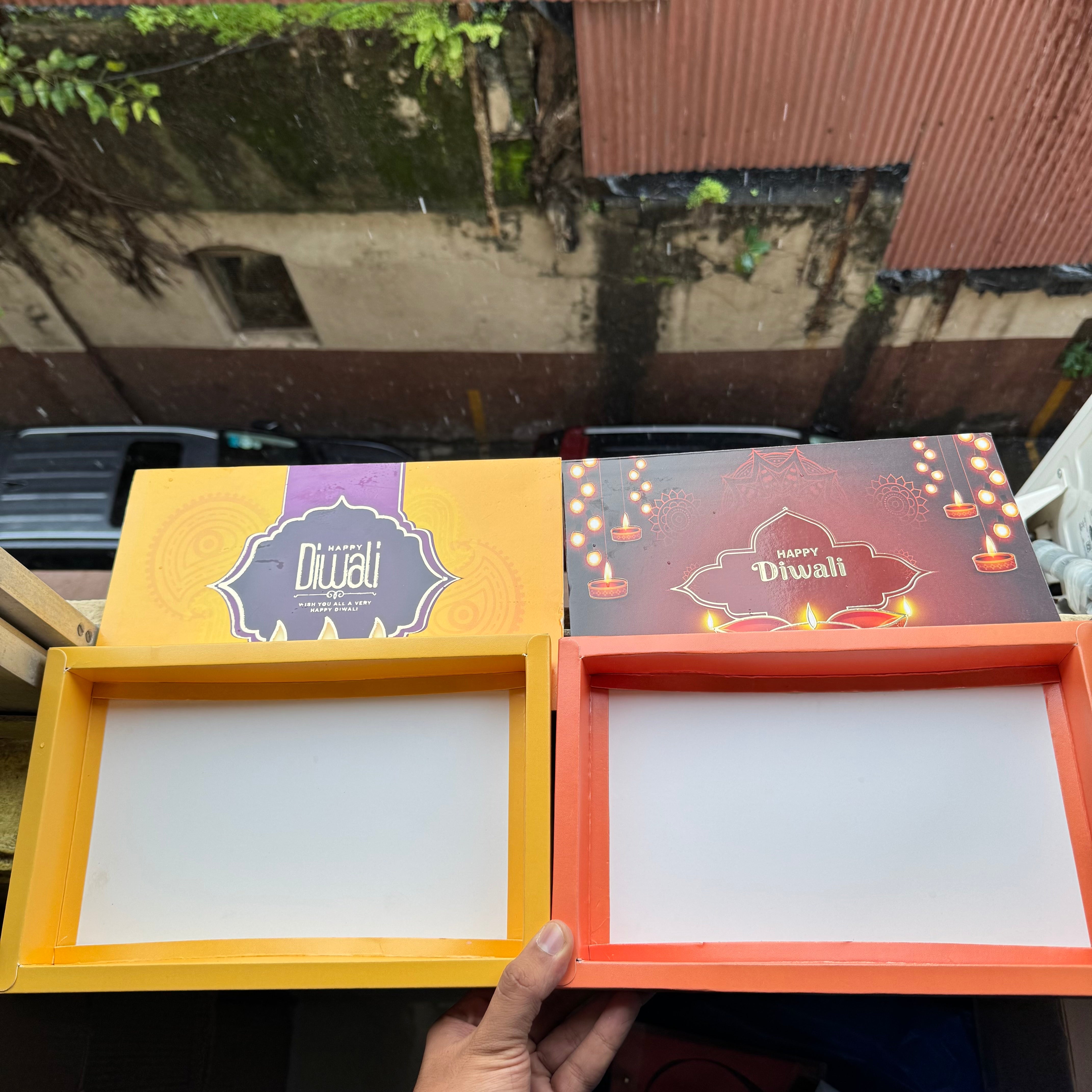 Diwali Slider Box (10pc) || 15 Cavity Size ~ Brown & Amber