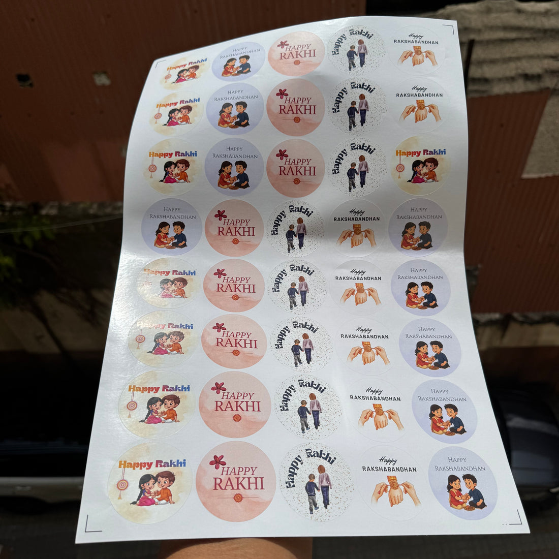 Rakhi Round Cut Sticker - Non Transparent (40 stickers)