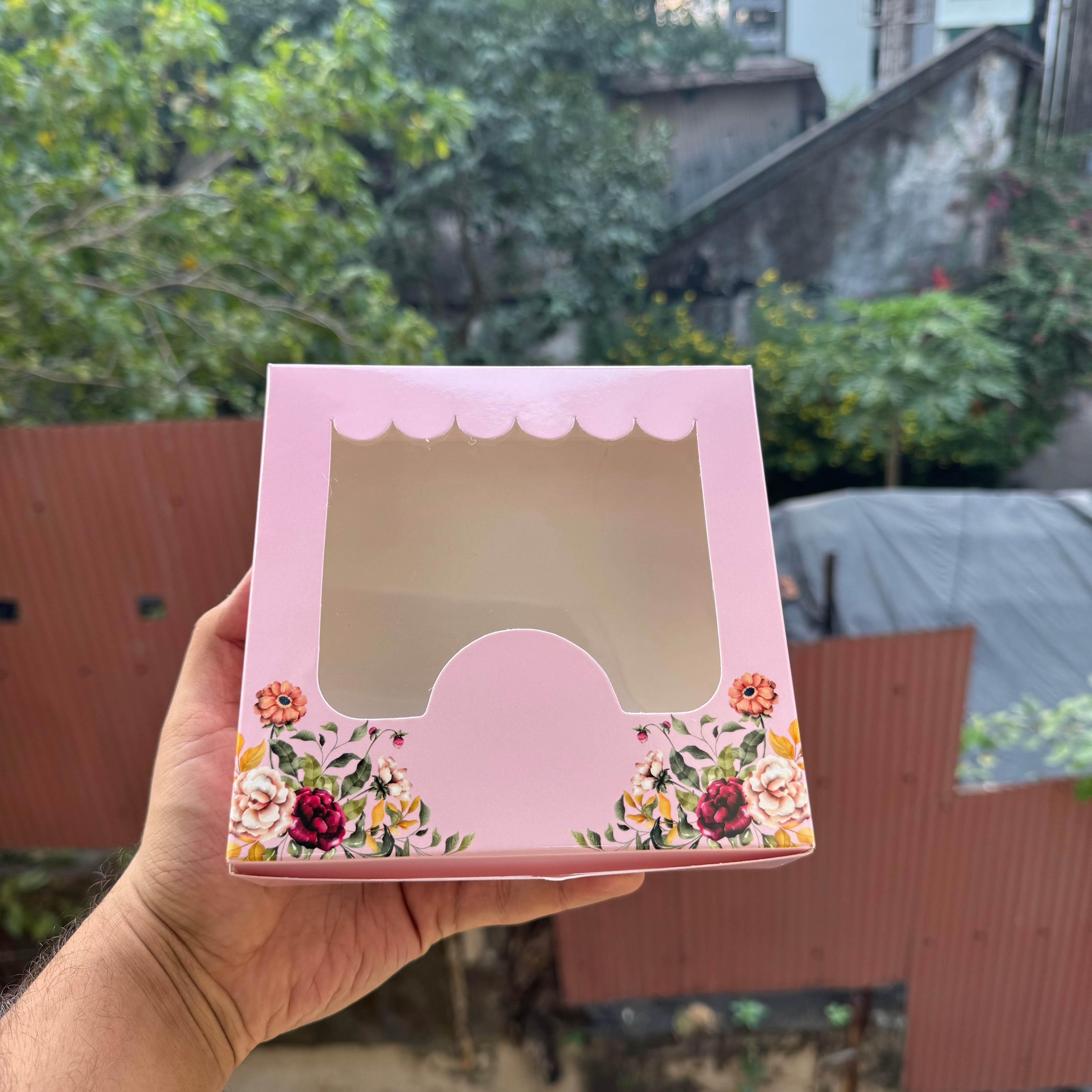 Vintage Floral Box |For 4 Brownies | Pink ~ (10pc)