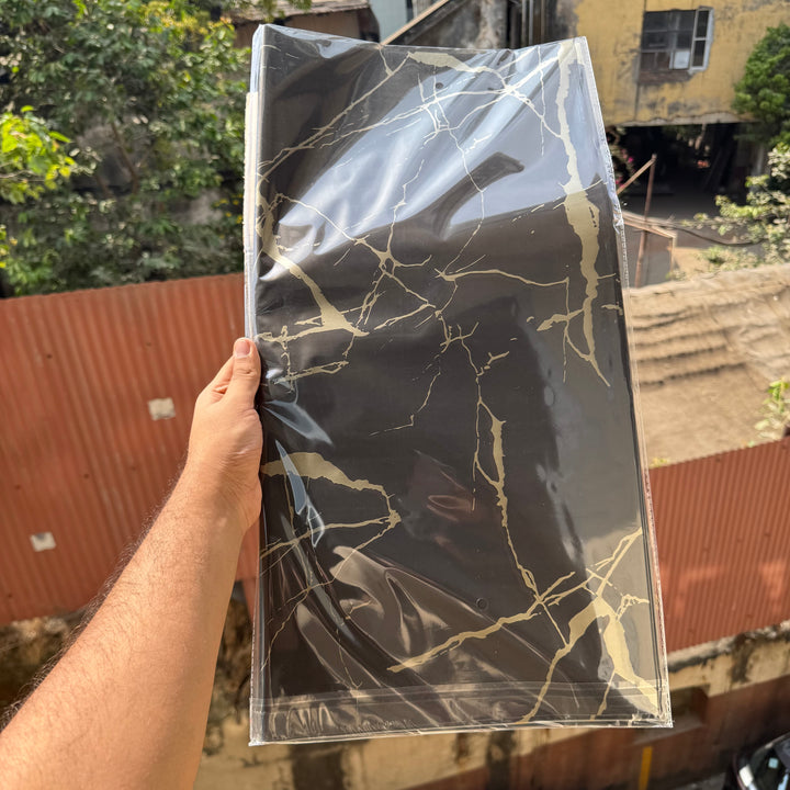 Bouquet Wrapping Sheet - Marble Printed - Black (20 sheets)