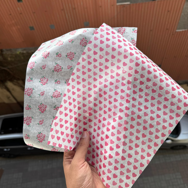 Printed Greaseproof Wax Paper Heart (50 sheets)