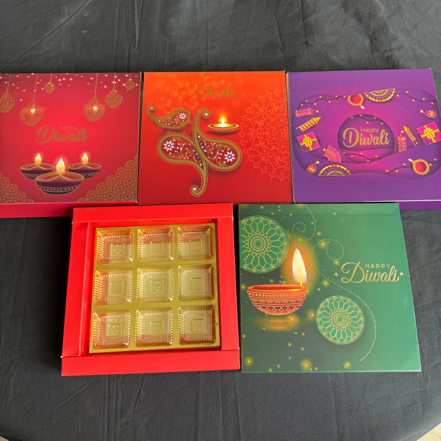 Diwali Foiled 9 Cavity Slider Box (10pc)