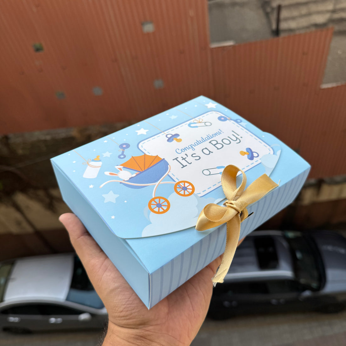 Baby Boy Announcement Hamper Box
