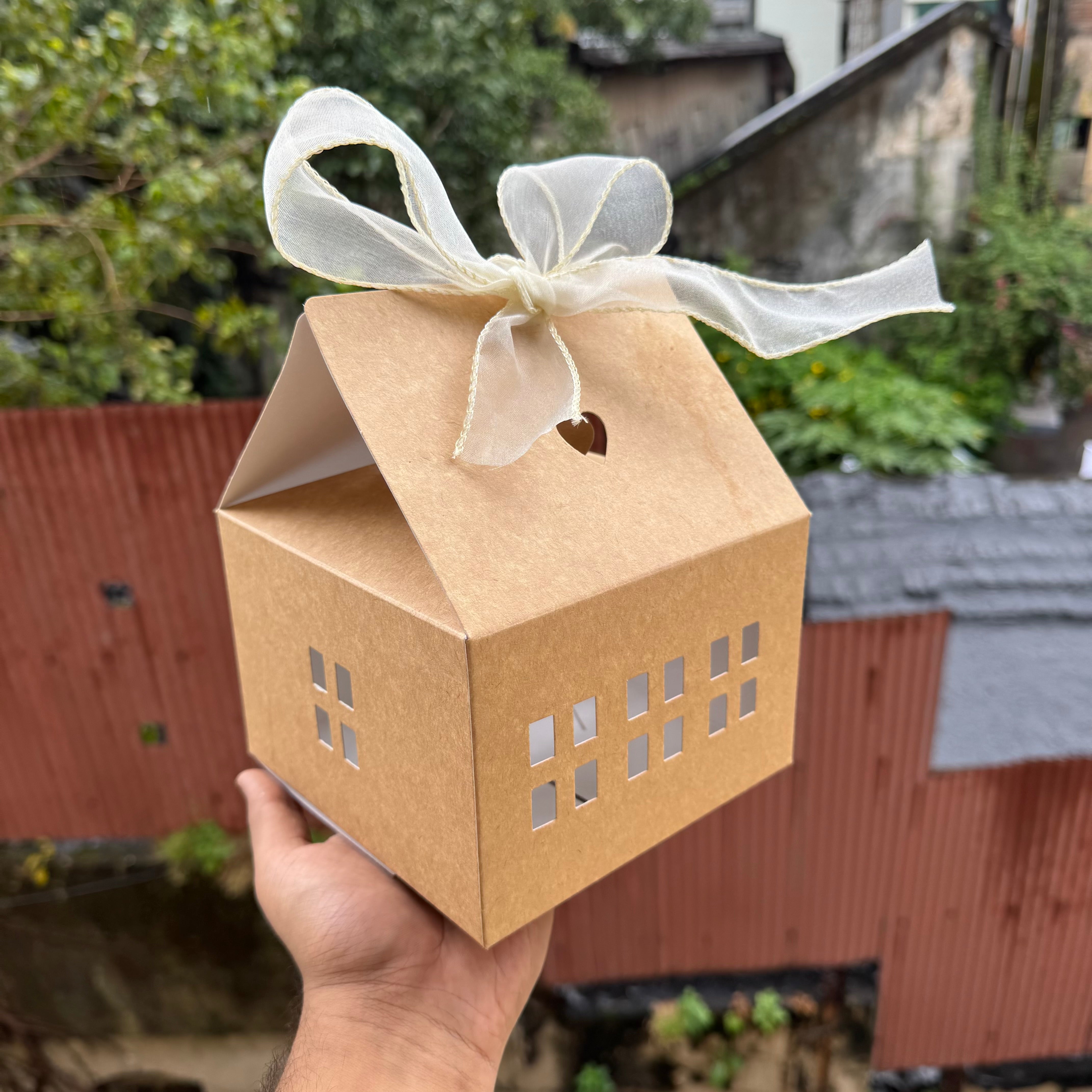 House Hamper / Tea Cake Box - Valentine Special (10pc) • Kraft - 6x6x4inch