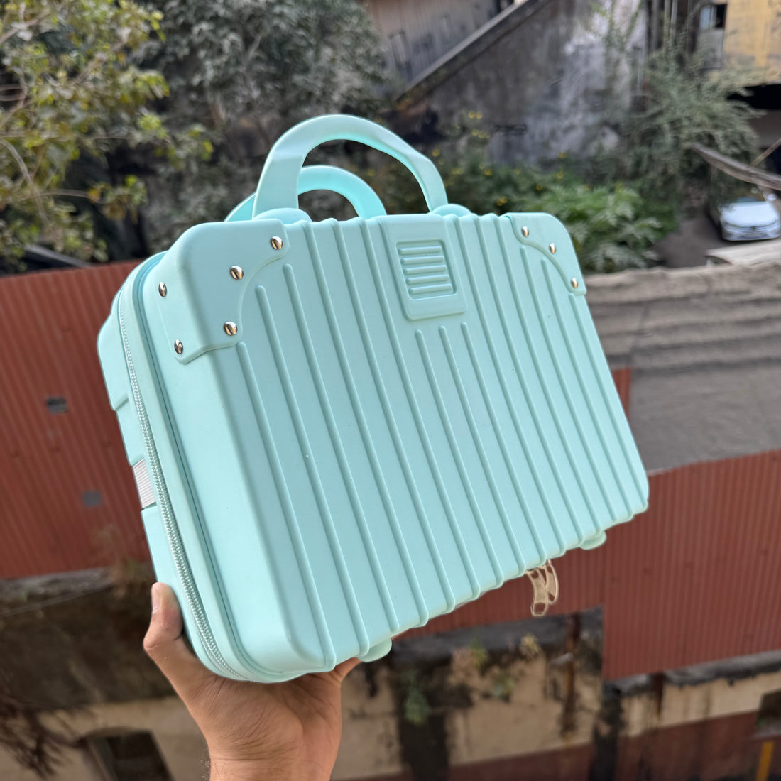 Aqua Blue Mini Suitcase Packaging For Hamper 1pck