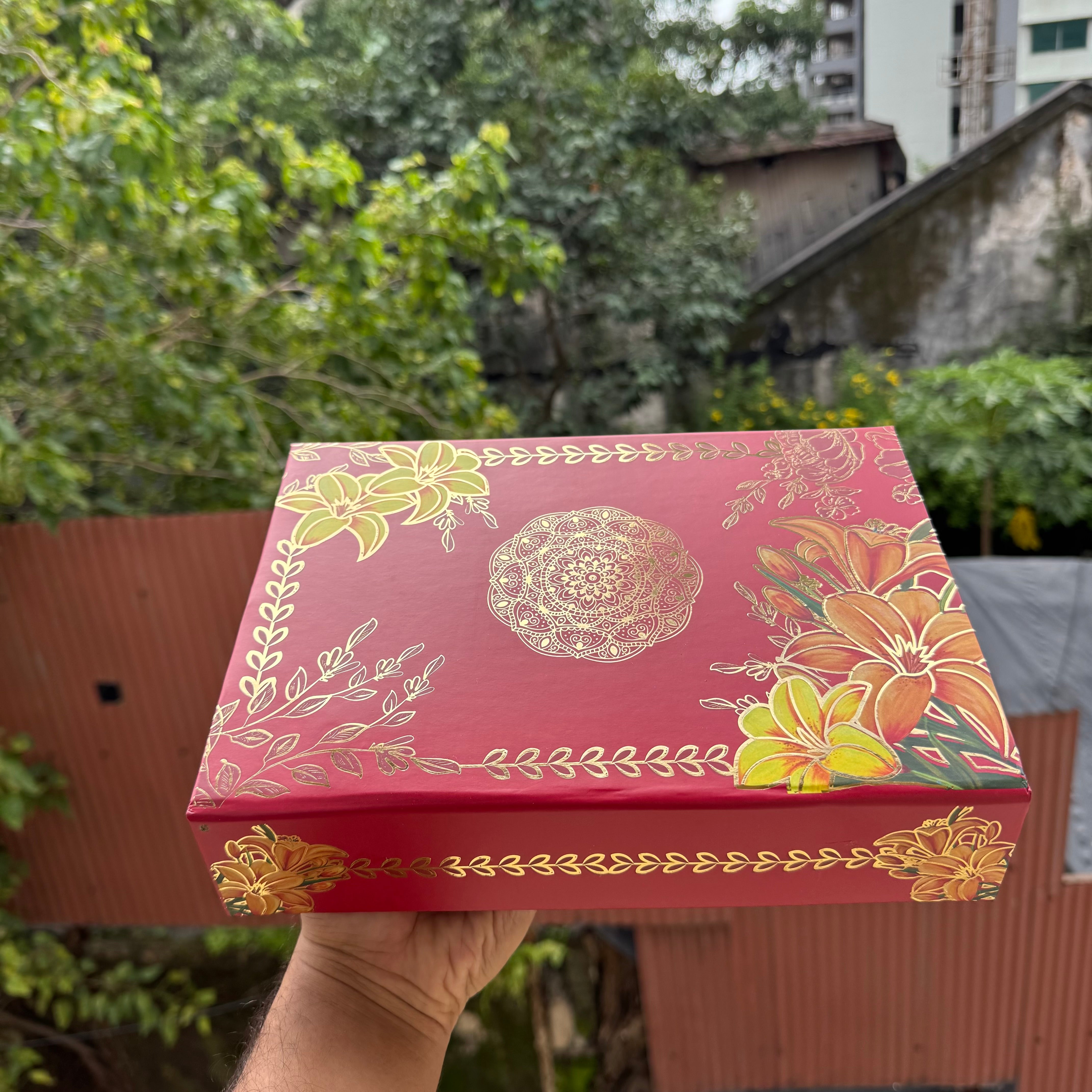 Premium Rigid Mithai / Hamper Box | Collapsible (1pc) ~ Red
