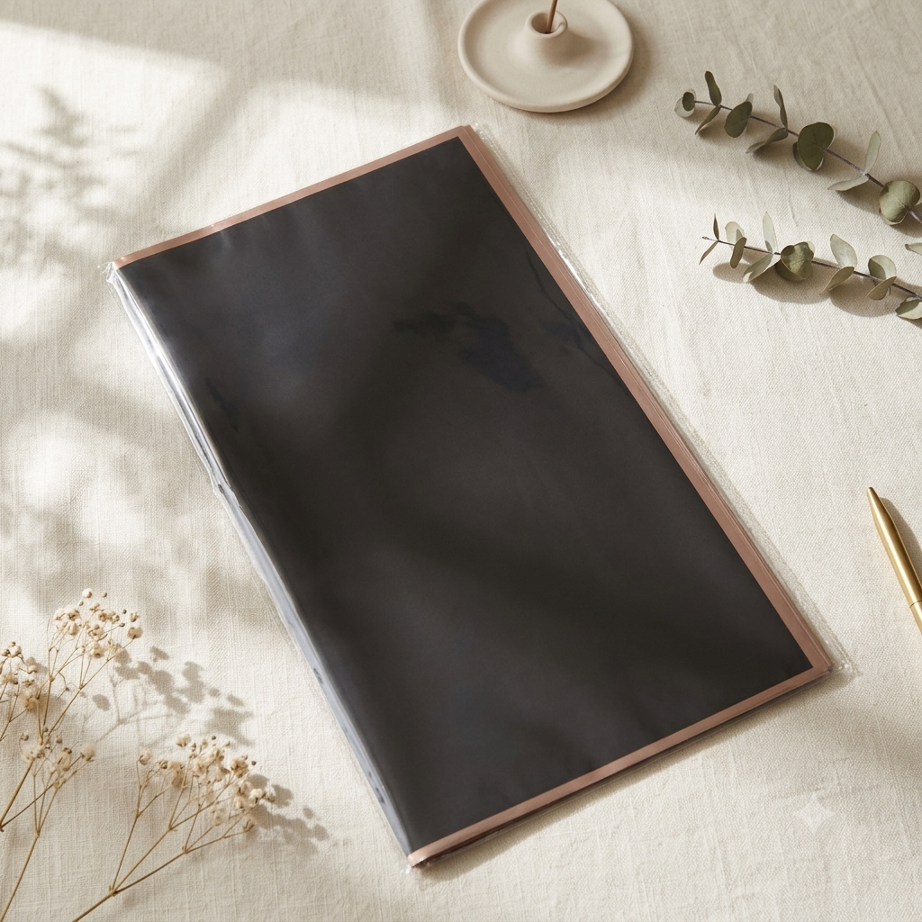 Bouquet Wrapping Sheet - Black With Rose Gold Border - (20 sheets)