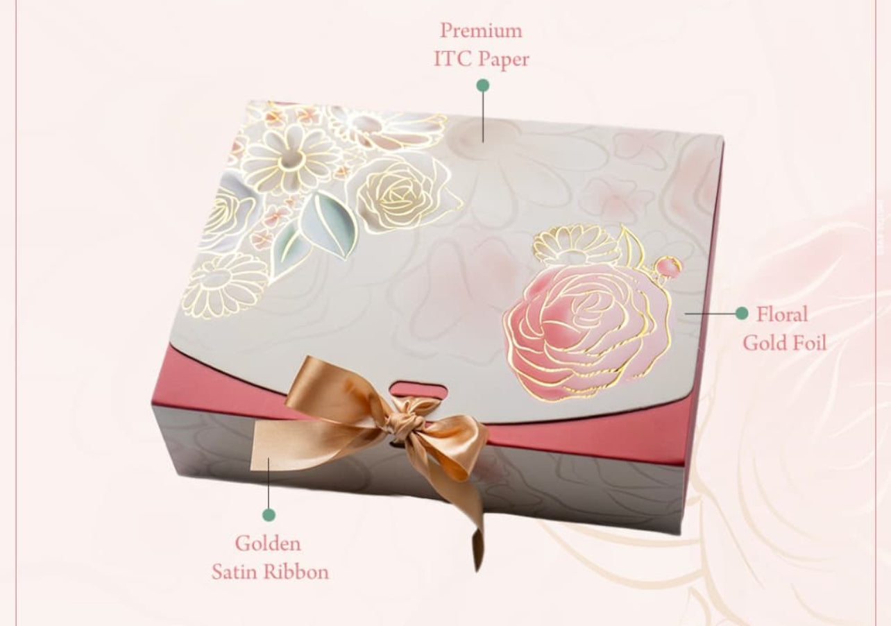 Champagne Meadow Gold Foiling Mini Hamper / Chocolate Box (10pc)