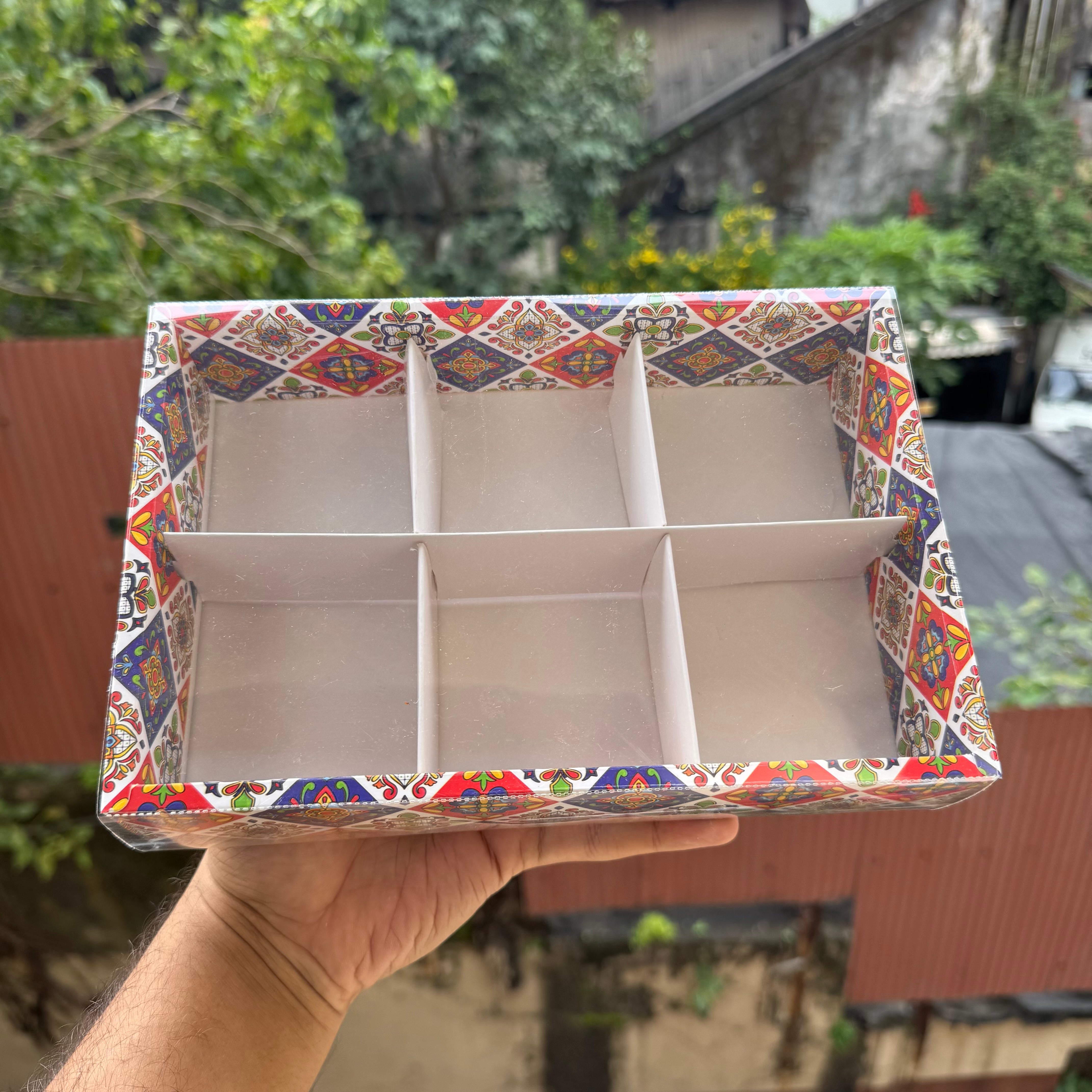 Diwali Six Brownie Partition Box (10pc) ~ Utsav Collection