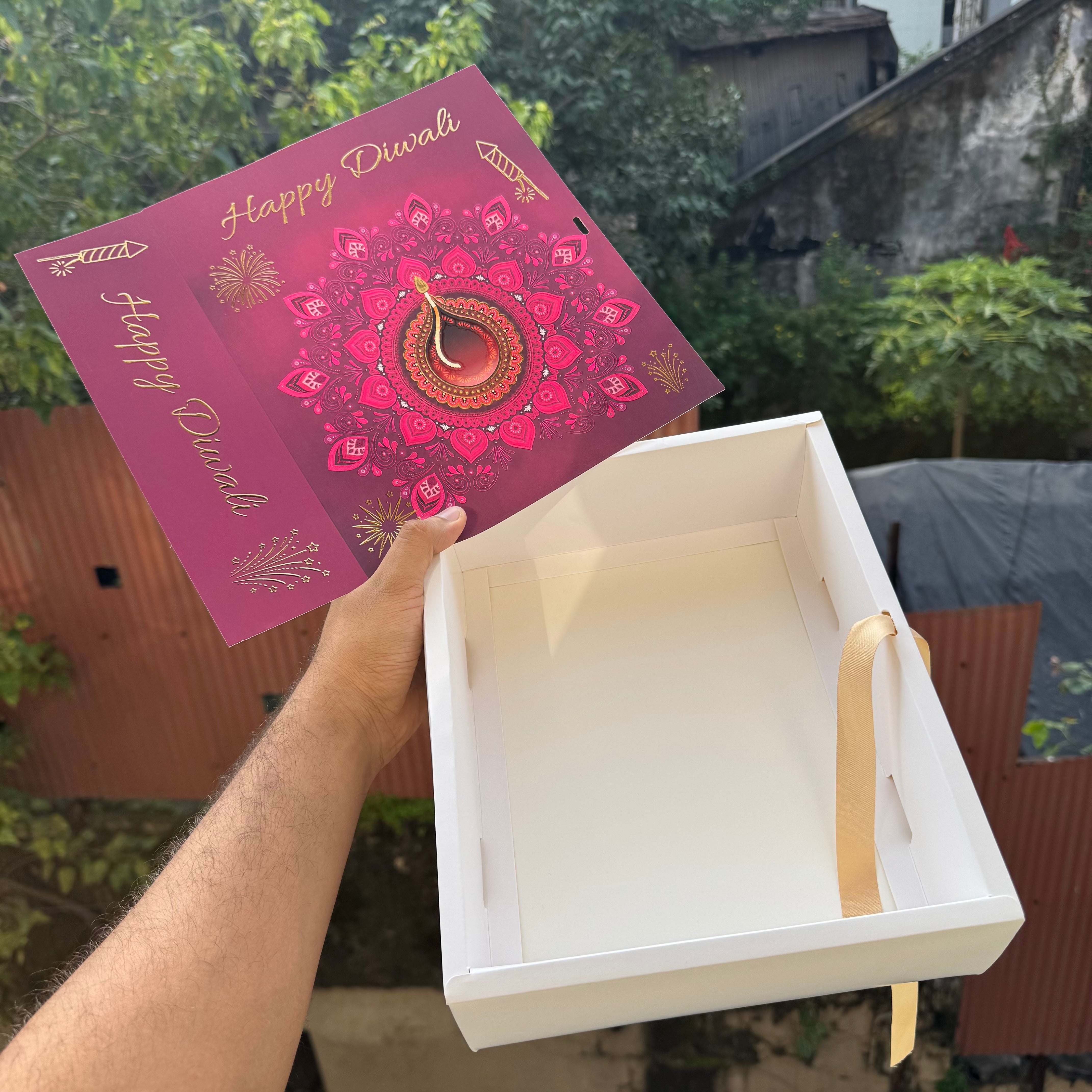 Diwali Foiled Premium Hamper Box with Ribbon 10pc | #C
