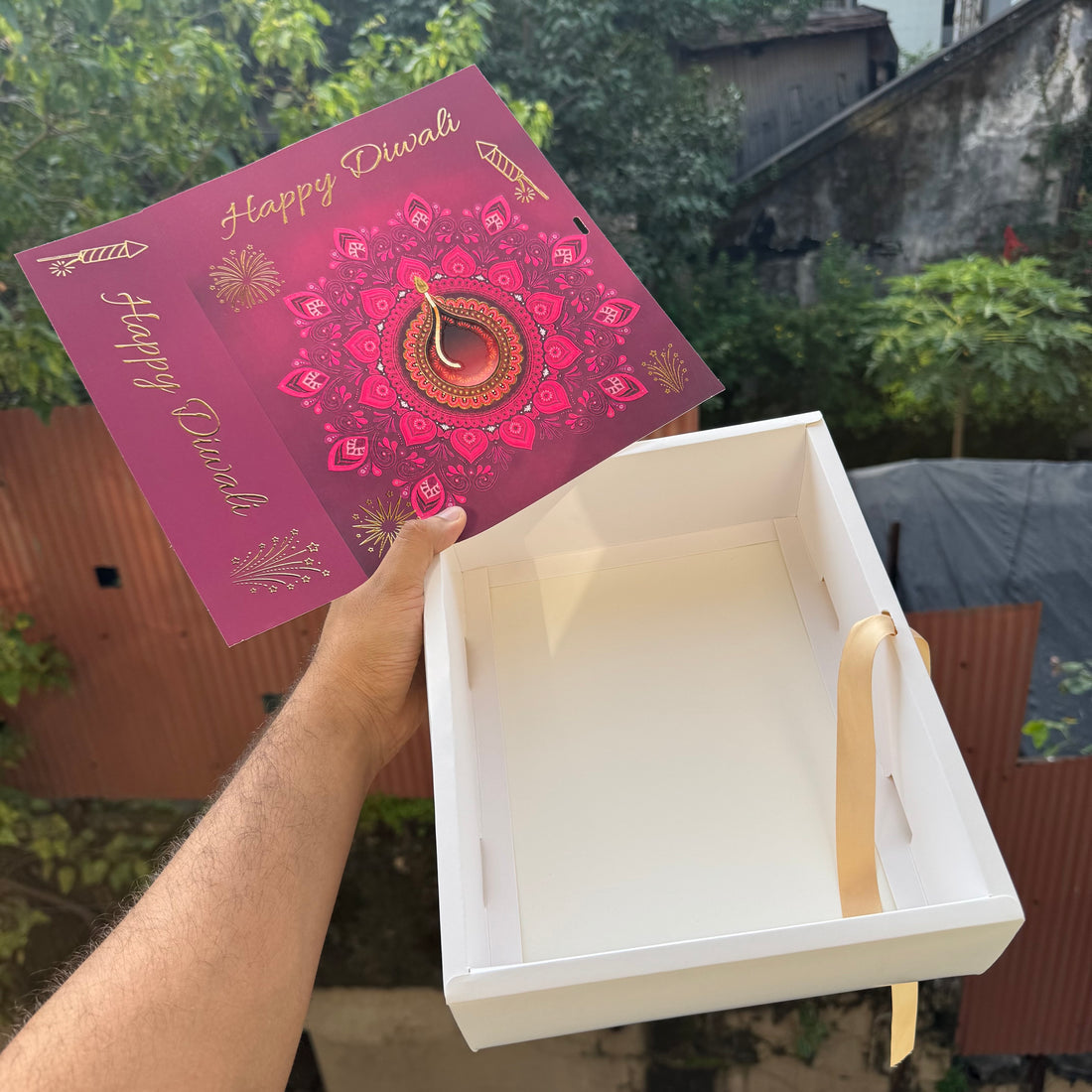 Diwali Foiled Premium Hamper Box with Ribbon 10pc | #C