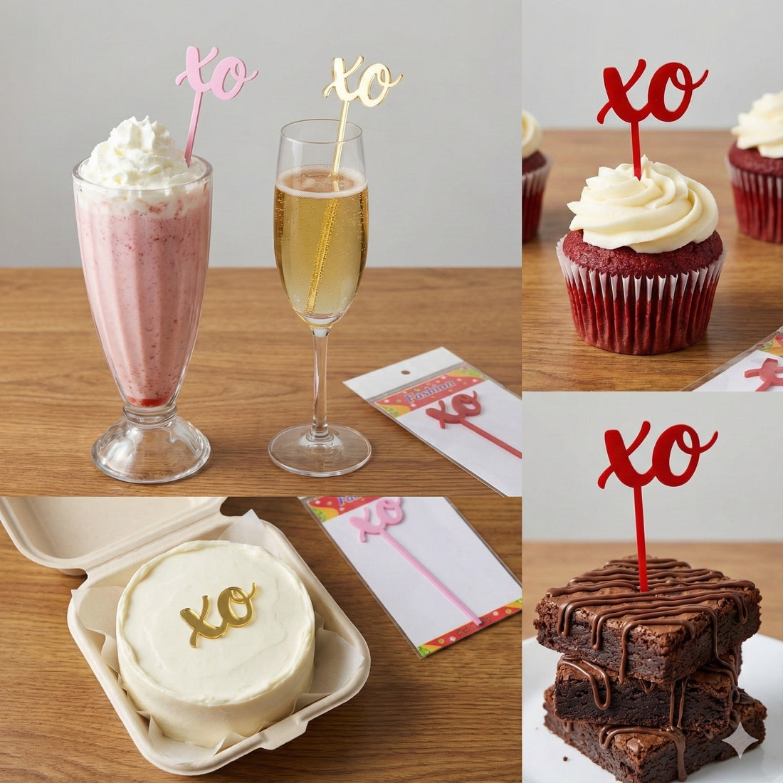 Valentine Acrylic Stirrers / Topper (3pc set)