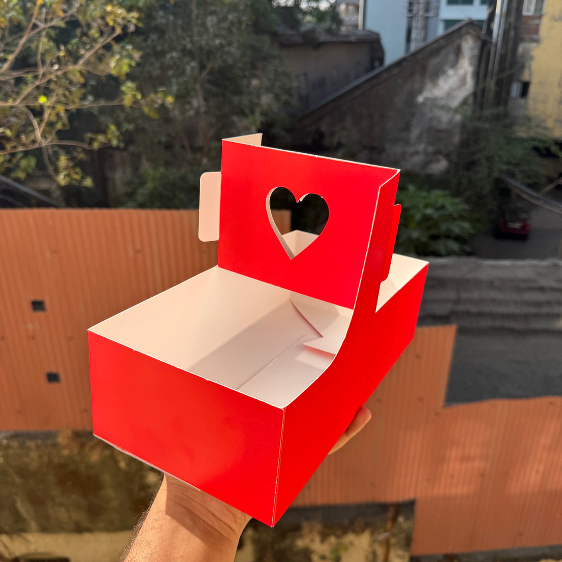 Valentine Red Heart Handle Hamper Box (10pc)
