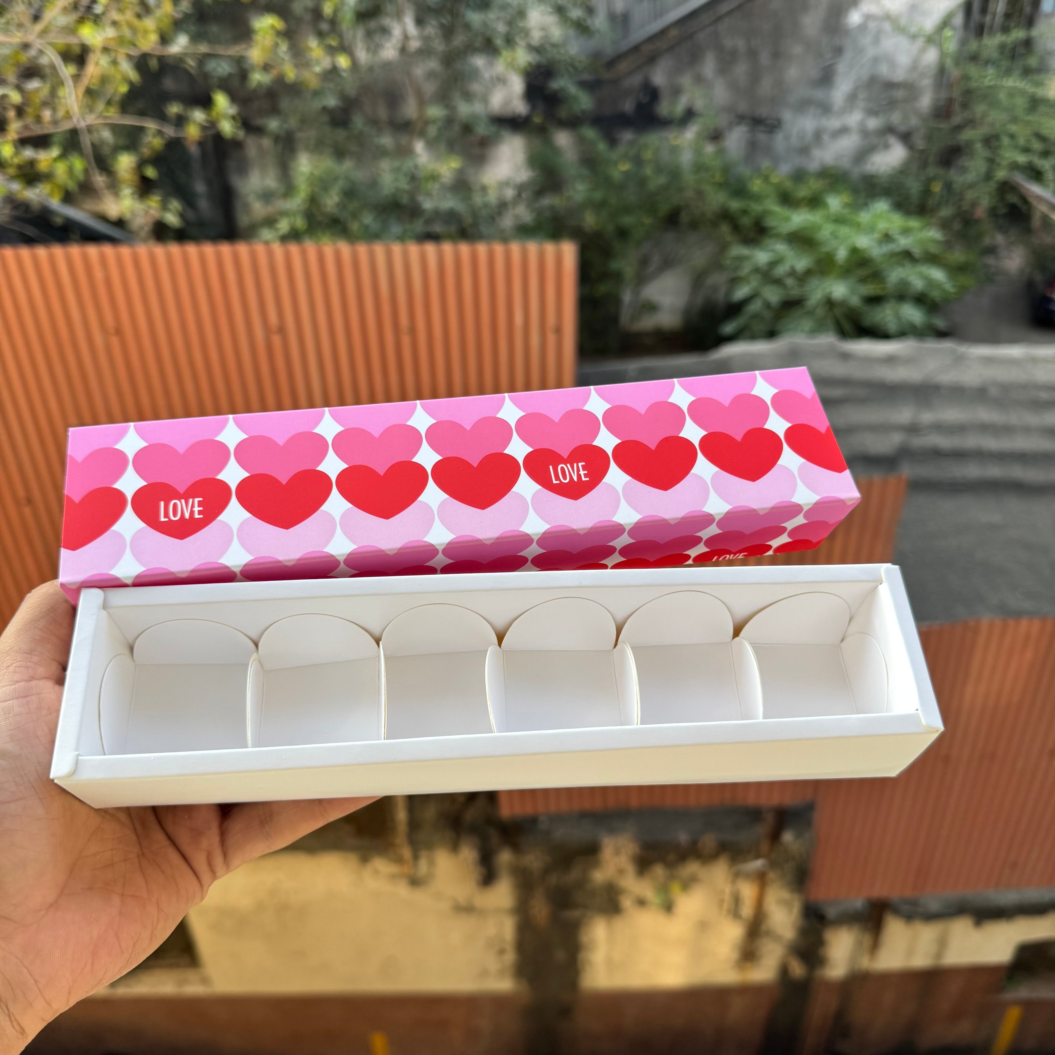 Valentine Premium 6 Cavity Box Mini Brownies , Candles , Macaroon and more (10pc)