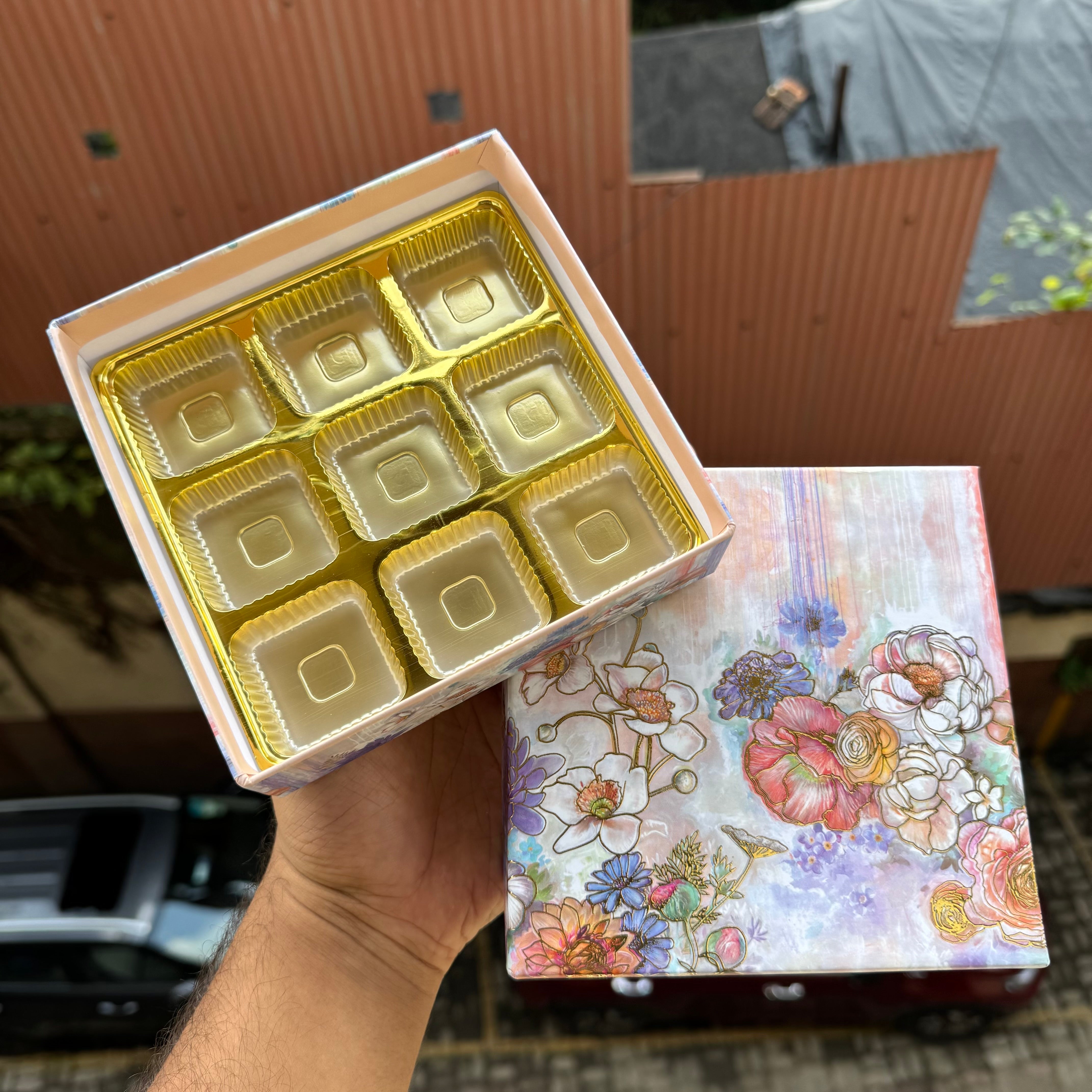 Rigid Top Bottom Box 1pc | Pastel Petals - With Cavity