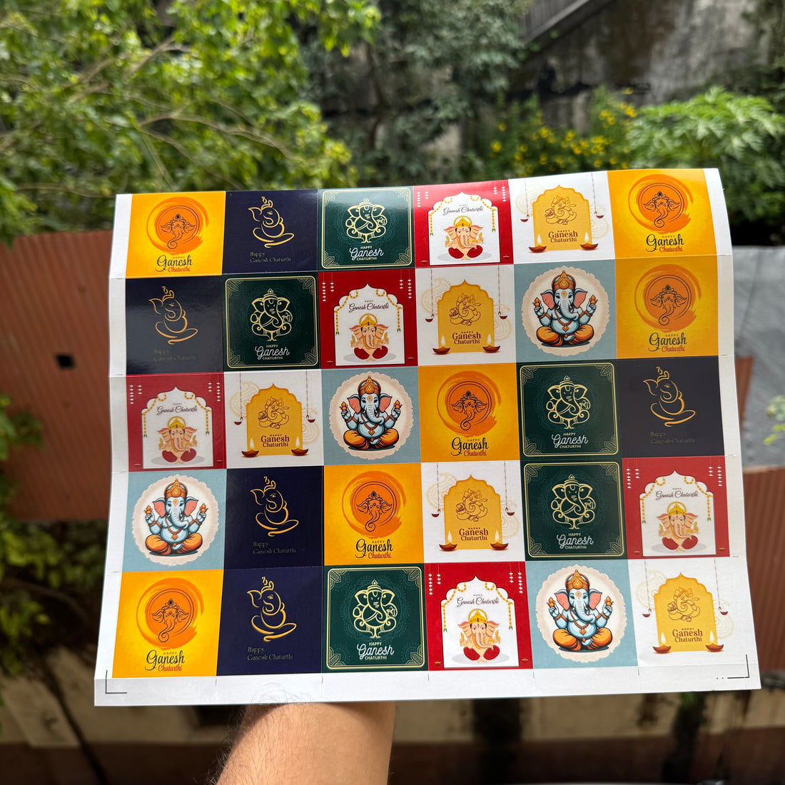 Ganesh Chaturthi Sticker Sheet Square (54 stickers)