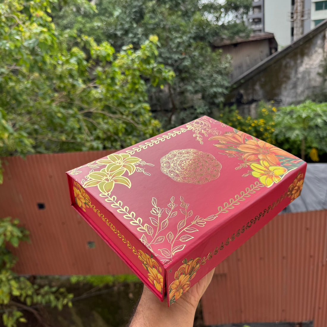 Premium Rigid Mithai / Hamper Box | Collapsible (1pc) ~ Red