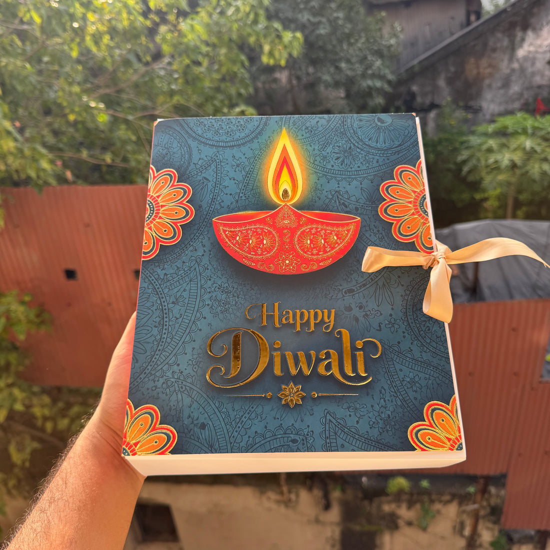 Diwali Foiled Premium Hamper Box with Ribbon 10pc | #A