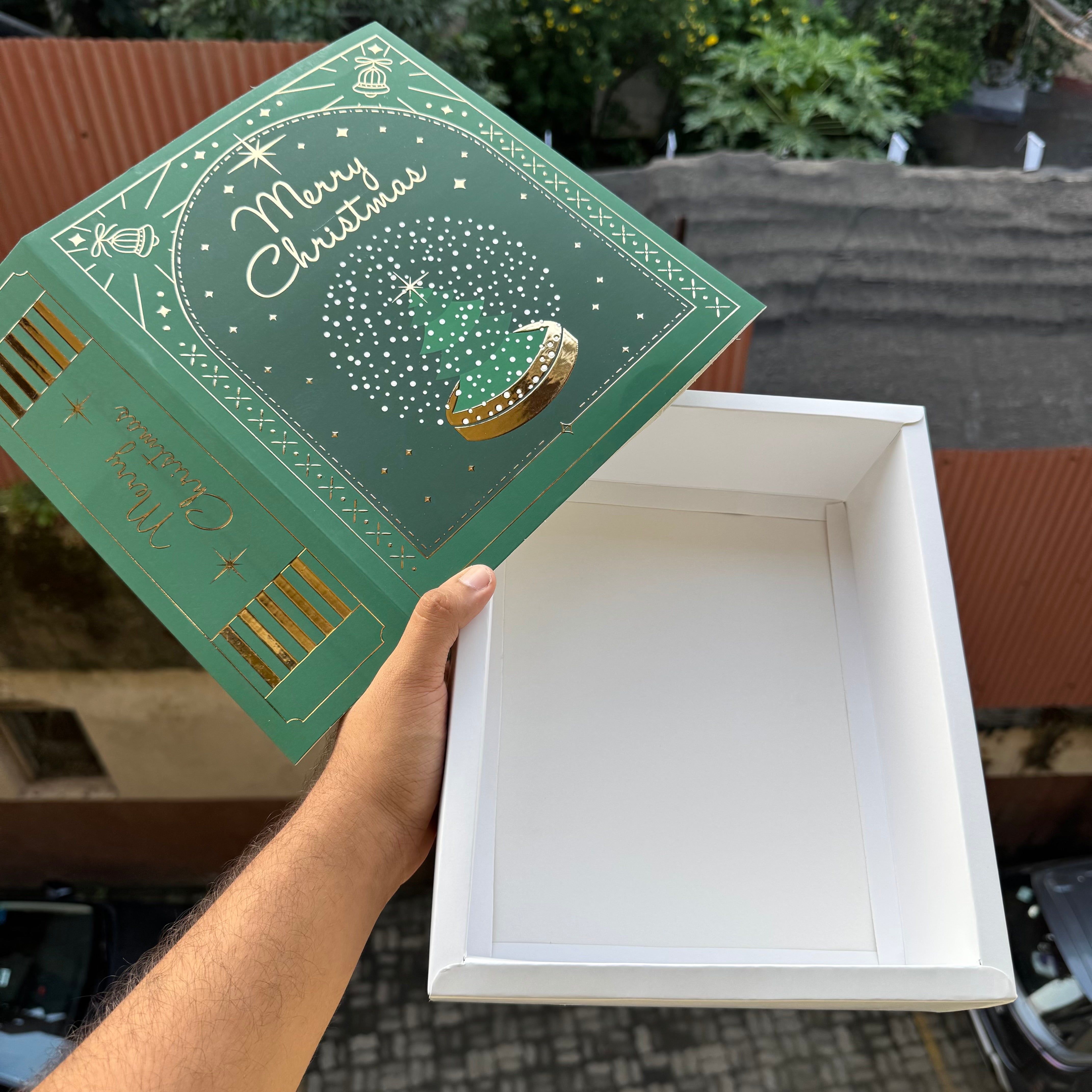 Christmas Book Slider Hamper Box | Green