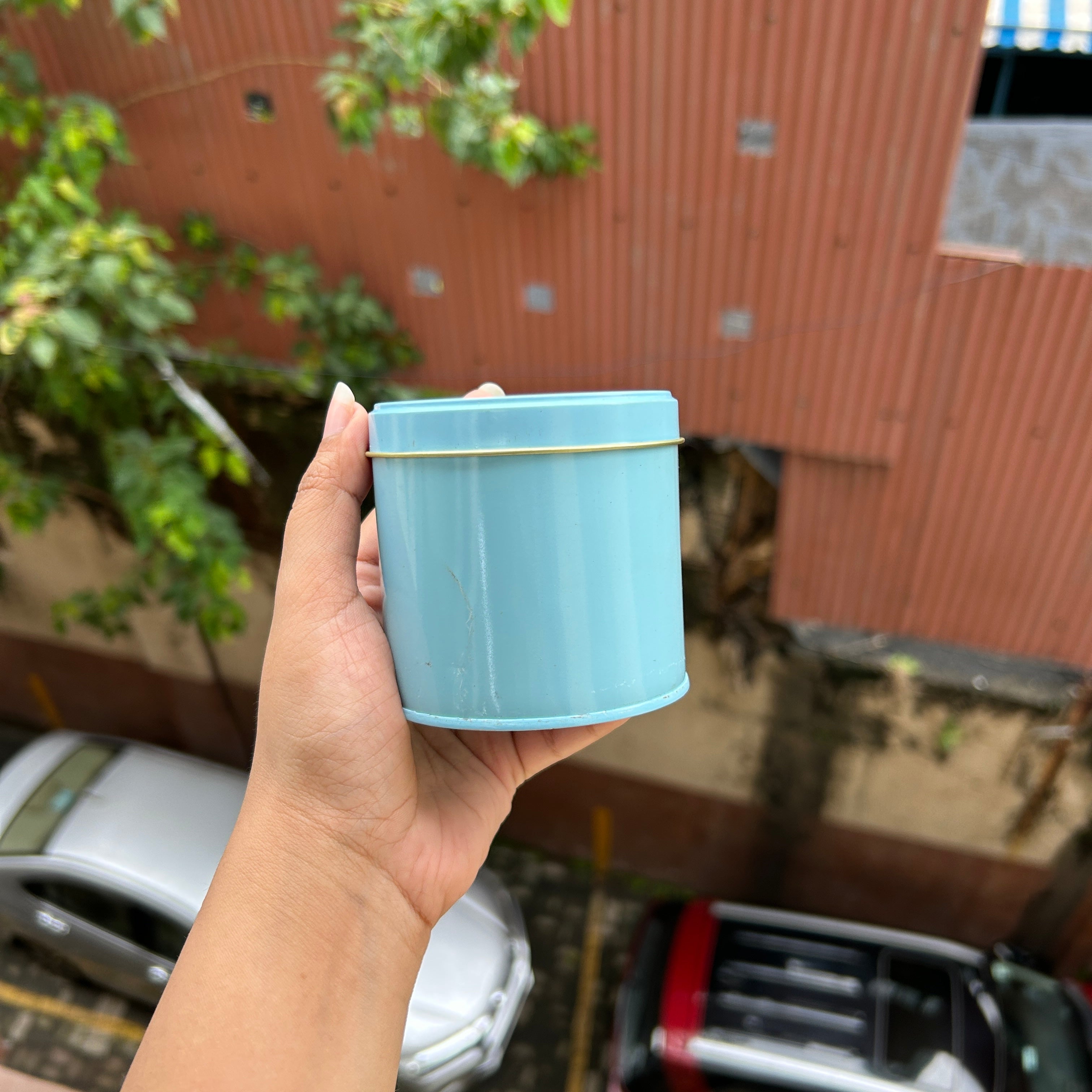 Blue Mini Dream Tin - for candles , dry fruits , cookies , gifts and more