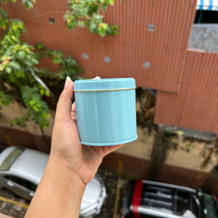 Blue Mini Dream Tin - for candles , dry fruits , cookies , gifts and more